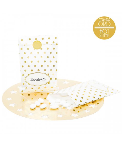 8 SACCHETTI CARTA POIS METAL ORO CM 13X20 - L'Officina delle