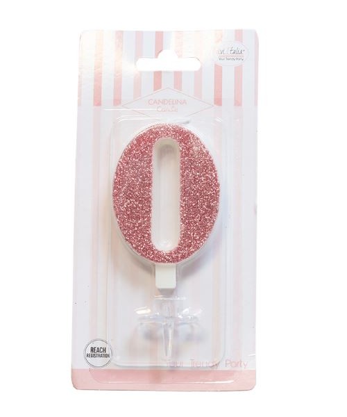 CANDELA GLITTER ROSA GOLD N° 0 CM. 9,5 H. - L'Officina delle