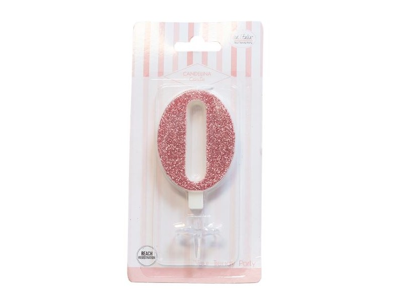 CANDELA GLITTER ROSA GOLD N° 0 CM. 9,5 H. - L'Officina delle