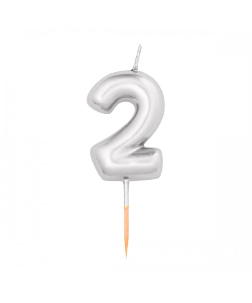 CANDELA METAL N. 2 ARGENTO H. 8 CM - L'Officina delle feste