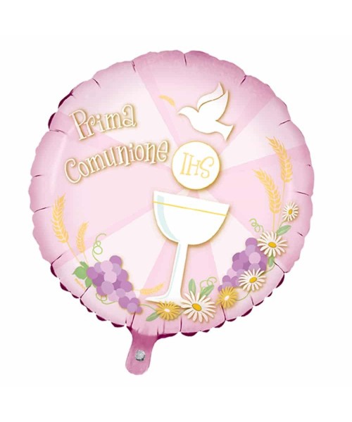 MYLAR BIG CM.80 PRIMA COMUNIONE ROSA