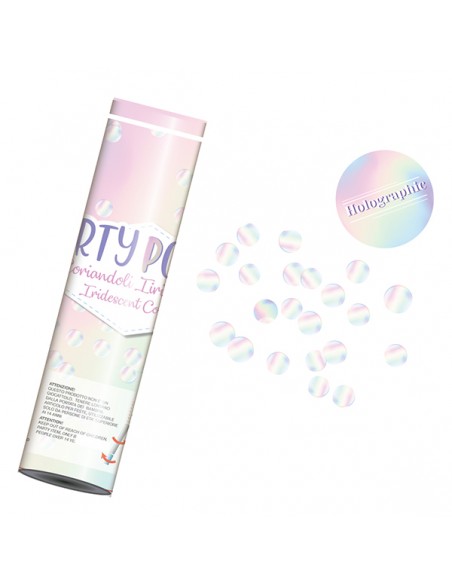 CANNON SPARACORIANDOLI 20CM FOIL CONFETTI IRIDESCENTI -