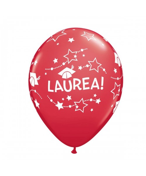 11RND PALLONE LATTICE ROSSO STAMPA LAUREA 50PZ - L'Officina