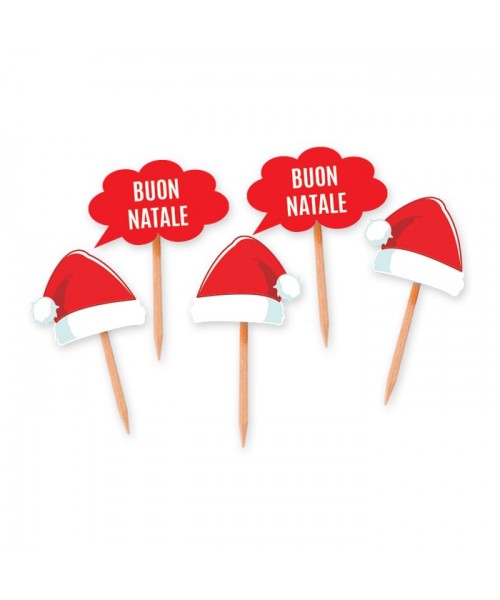 25 PICKS SAGOMATI BUON NATALE 4X7CM - L'Officina delle feste