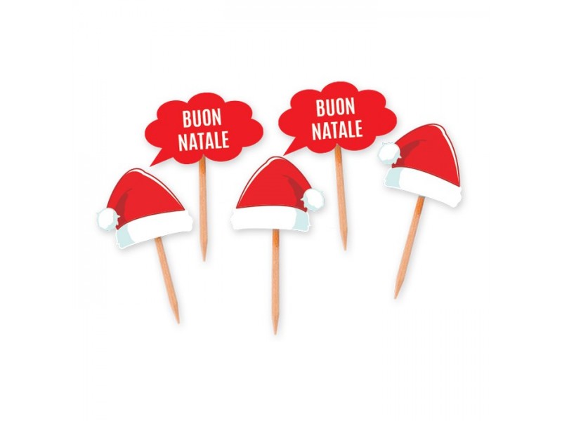 25 PICKS SAGOMATI BUON NATALE 4X7CM - L'Officina delle feste