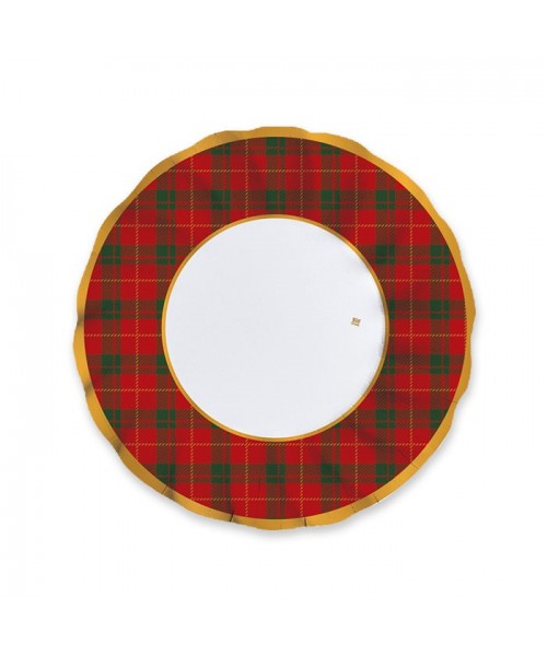 6 PIATTI CARTA FONDI Ø 24 CM NATALE TARTAN - L'Officina delle