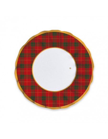 6 PIATTI CARTA FONDI Ø 24 CM NATALE TARTAN - L'Officina delle
