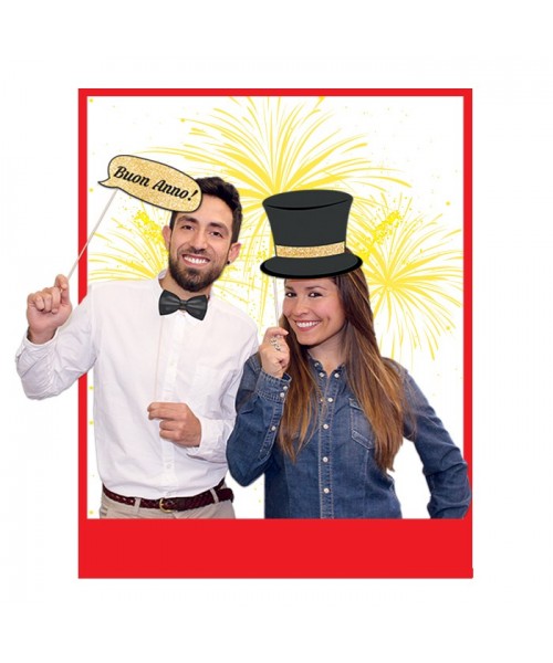 8 Maxi Photo Booth 20 cm Buon Compleanno - Big Party