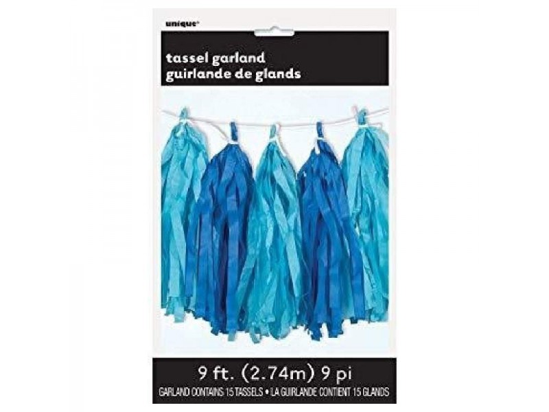 GHIRLANDA FRANGE CARTA BLU E CELESTE 274CML - L'Officina delle