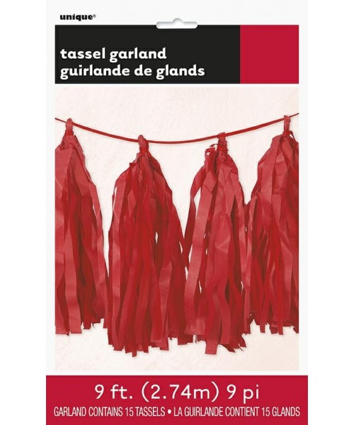 RUBY RED TISSUE TASSEL GARLAND 2