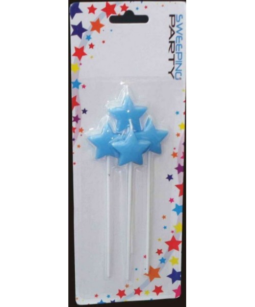 Candelina stella celeste con asta pz4 - L'Officina delle feste
