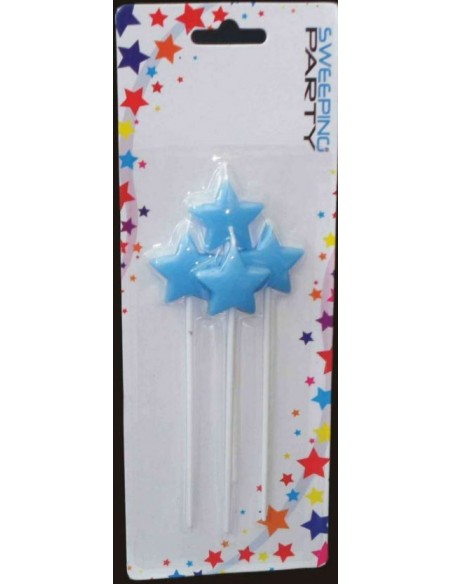 Candelina stella celeste con asta pz4 - L'Officina delle feste