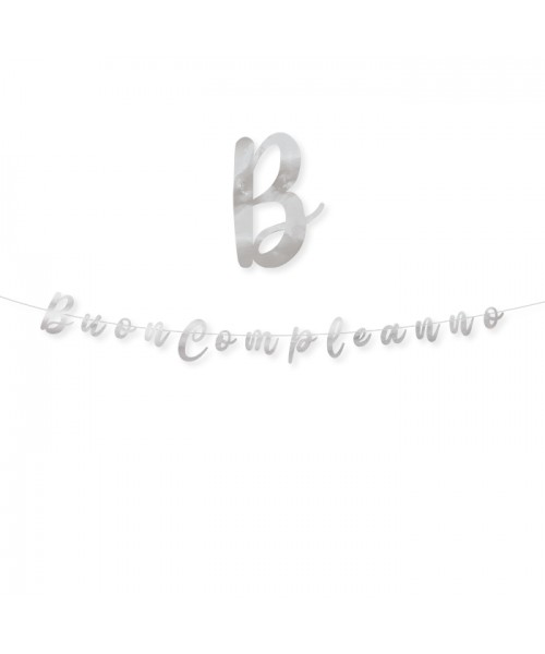 FESTONE SCRITTA BUON COMPLEANNO ARGENTO METAL 300X15CM -