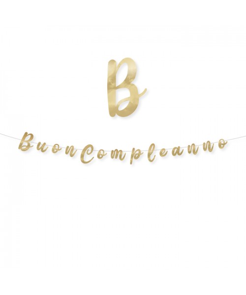 FESTONE SCRITTA BUON COMPL. ORO METAL 300X15CM - L'Officina