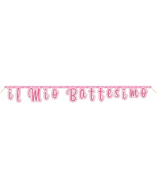 FESTONE CARTA IL MIO BATTESIMO ROSA 180CM - L'Officina delle