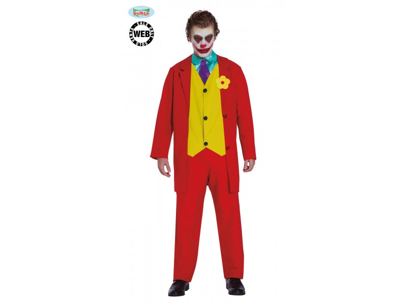 COSTUME UOMO BUFFONE JOKER TG. M 48-50 - L'Officina delle feste
