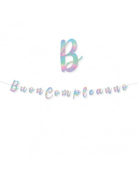 FESTONE SCRITTA BUON COMPLEANNO IRIDESCENTE 300X15CM -