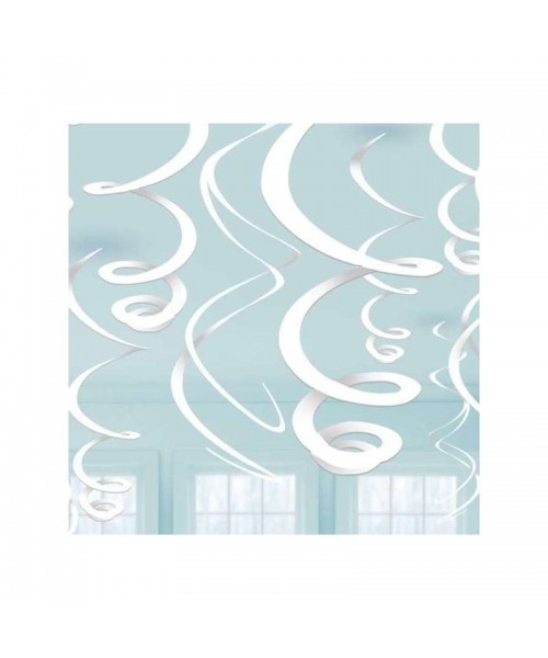 DECORO SPIRALI IN PLASTICA BIANCO 55CM PZ. 12 - L'Officina