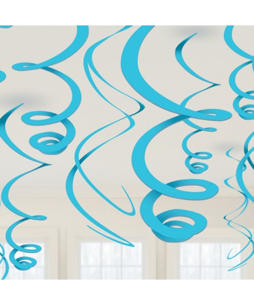 DECORO SPIRALI IN PLASTICA CELESTE 55CM PZ. 12 - L'Officina