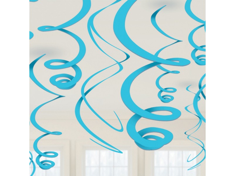 DECORO SPIRALI IN PLASTICA CELESTE 55CM PZ. 12 - L'Officina