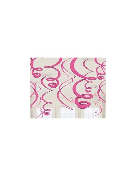 DECORI SPIRALI IN PLASTICA ROSA 55CM PZ. 12 - L'Officina delle