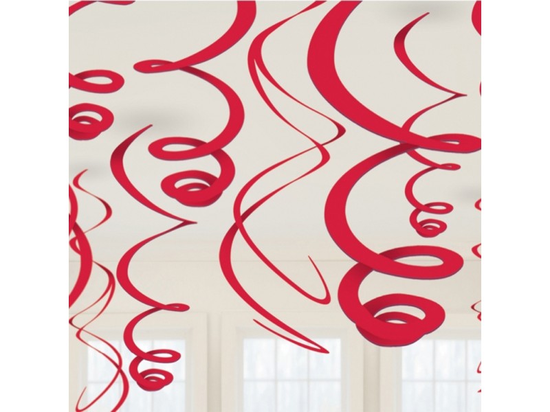 DECORO SPIRALI IN PLASTICA ROSSO 55CM PZ. 12 - L'Officina delle