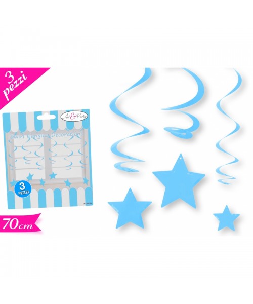 DECORO SPIRALI IN PLASTICA CELESTE 3PZ - L'Officina delle feste