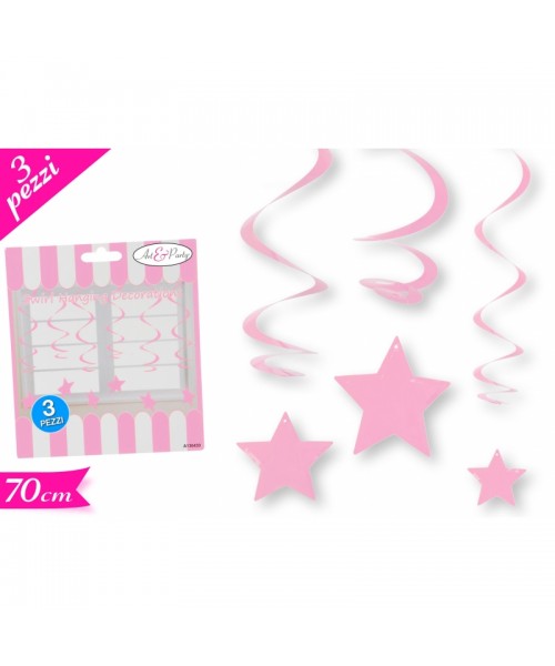 DECORO SPIRALI IN PLASTICA ROSA 3PZ - L'Officina delle feste