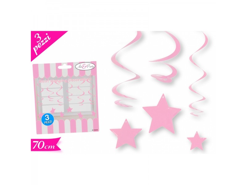 DECORO SPIRALI IN PLASTICA ROSA 3PZ - L'Officina delle feste