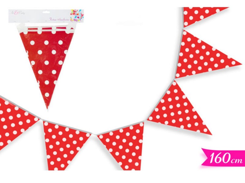 FESTONE 8 BANDIERINE ROSSO POIS L. 160CM - L'Officina delle
