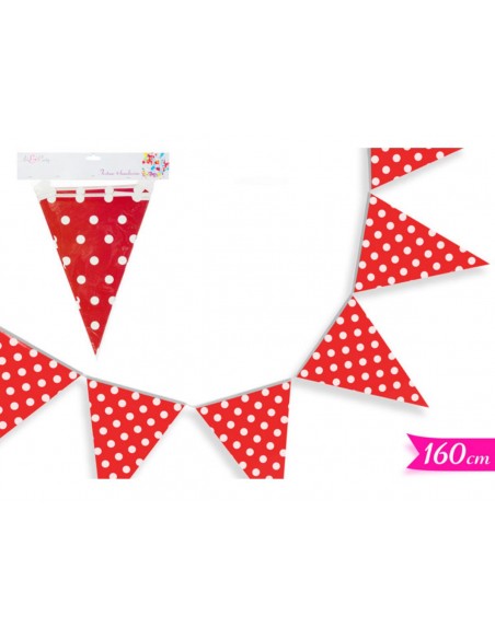 FESTONE 8 BANDIERINE ROSSO POIS L. 160CM - L'Officina delle
