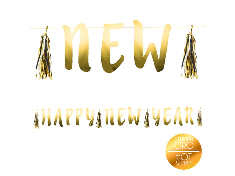 FESTONE HAPPY NEW YEAR ORO FOIL 2,10MT - L'Officina delle feste