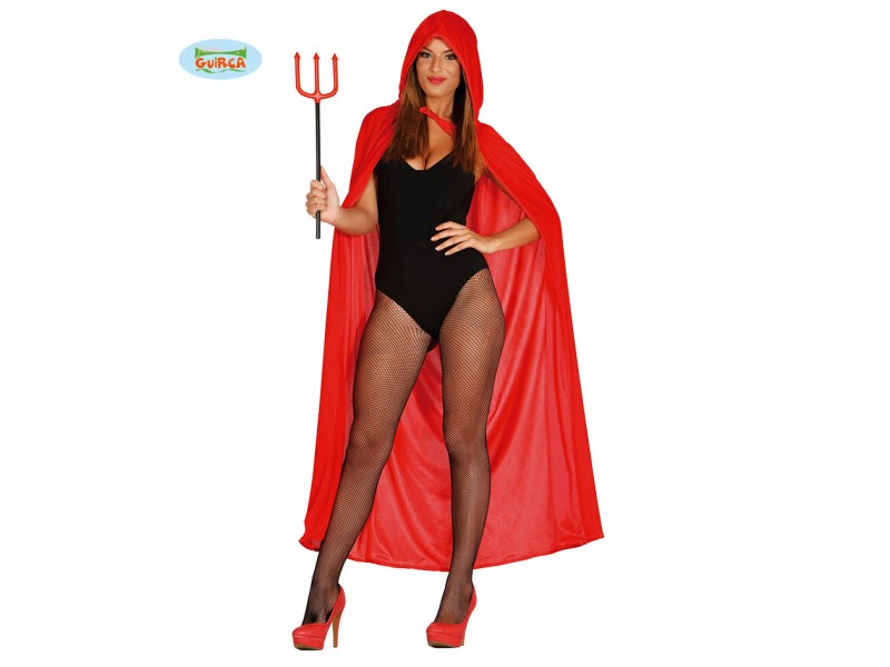 MANTELLO VELLUTO ROSSO CON CAPPUCCIO 130 CM - L'Officina delle