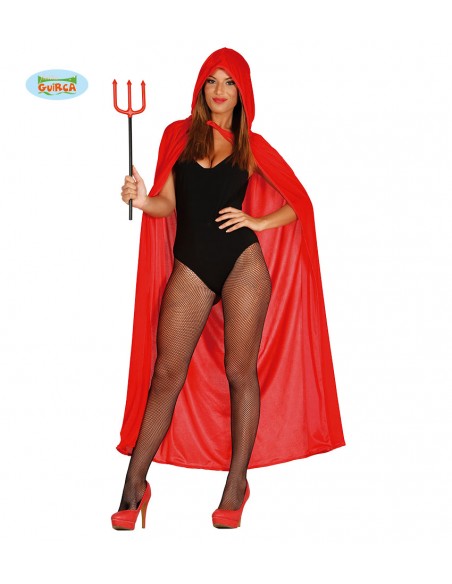MANTELLO VELLUTO ROSSO CON CAPPUCCIO 130 CM - L'Officina delle
