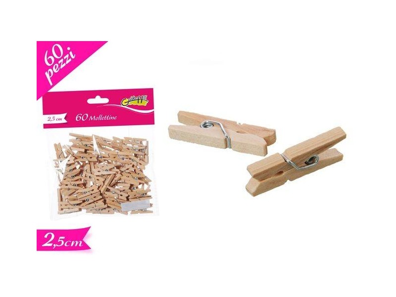 MINI MOLLETTE LEGNO 60PZ H. 2,5CM - L'Officina delle feste