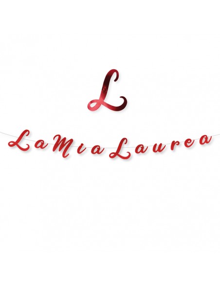 FESTONE SCRITTA LA MIA LAUREA ROSSO METAL 300X15CM - L'Officina FESTONE SCRITTA LA MIA LAUREA ROSSO METAL 300X15CM - L'Officina