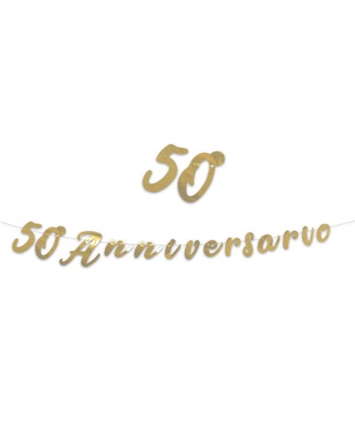 FESTONE SCRITTA 50° ANNIVERSARIO ORO METAL 300X15CM -