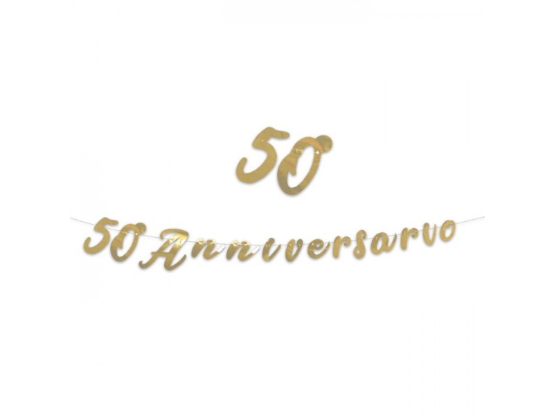 FESTONE SCRITTA 50° ANNIVERSARIO ORO METAL 300X15CM -