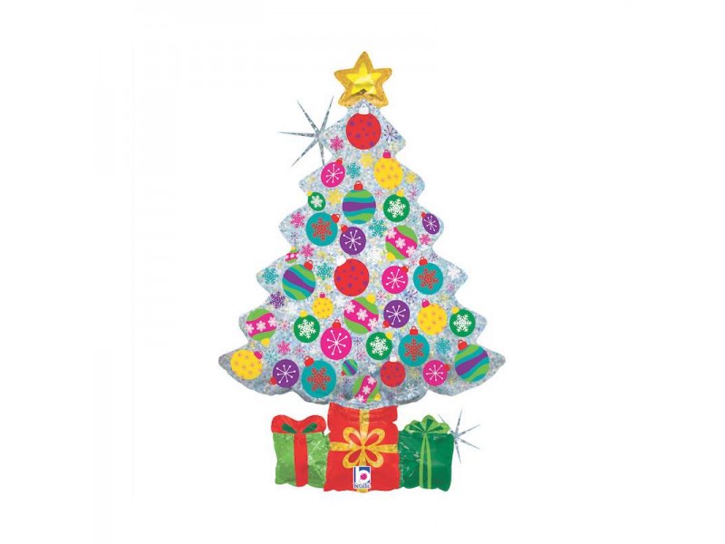 PALLONE ALBERO NATALE CON REGALI PRISMATICO 99CM - L'Officina