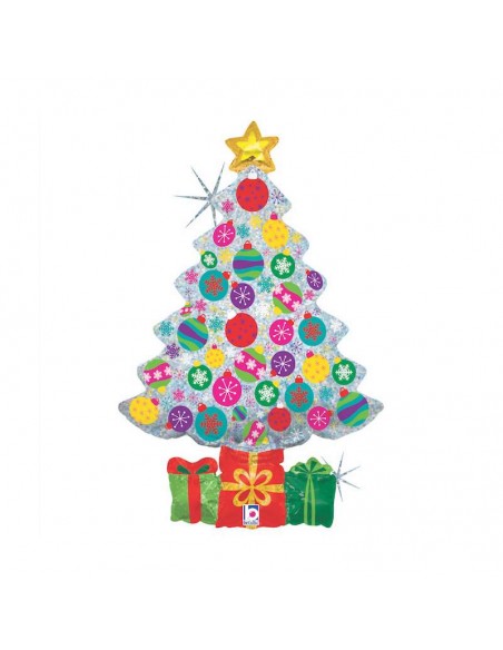 PALLONE ALBERO NATALE CON REGALI PRISMATICO 99CM - L'Officina