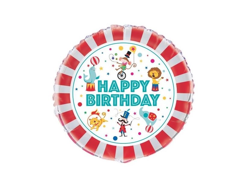 PALLONE MYLAR 18" BUON COMPLEANNO CIRCO 45CM. - L'Officina