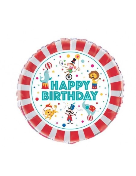 PALLONE MYLAR 18" BUON COMPLEANNO CIRCO 45CM. - L'Officina