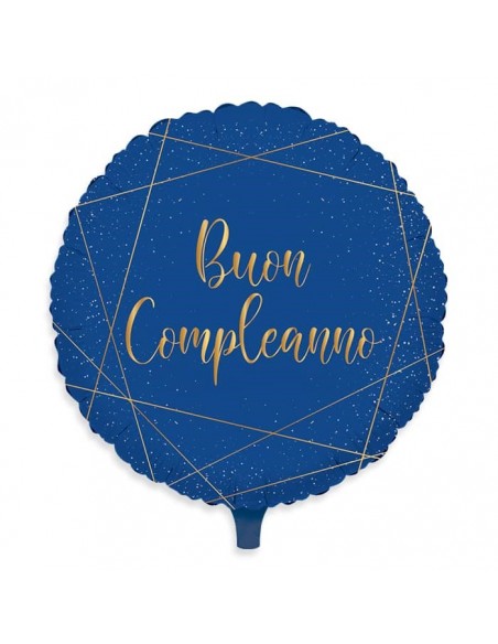 PALLONE MYLAR 18" 45CM BLU-ORO BUON COMPLEANNO - L'Officina PALLONE MYLAR 18" 45CM BLU-ORO BUON COMPLEANNO - L'Officina