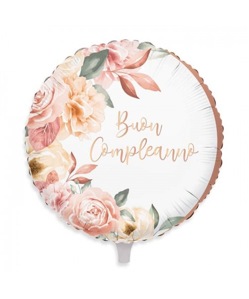 PALLONE MYLAR 18" 45CM ROSE GOLD BUON COMPLEANNO - L'Officina