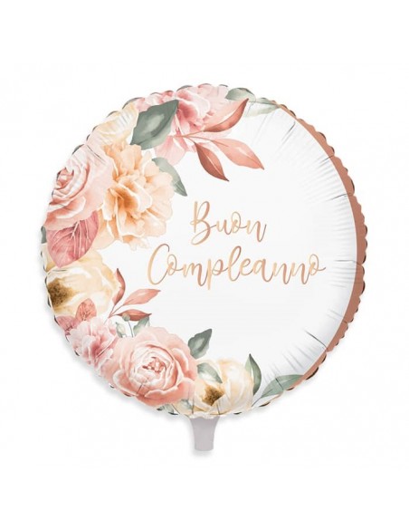 PALLONE MYLAR 18" 45CM ROSE GOLD BUON COMPLEANNO - L'Officina