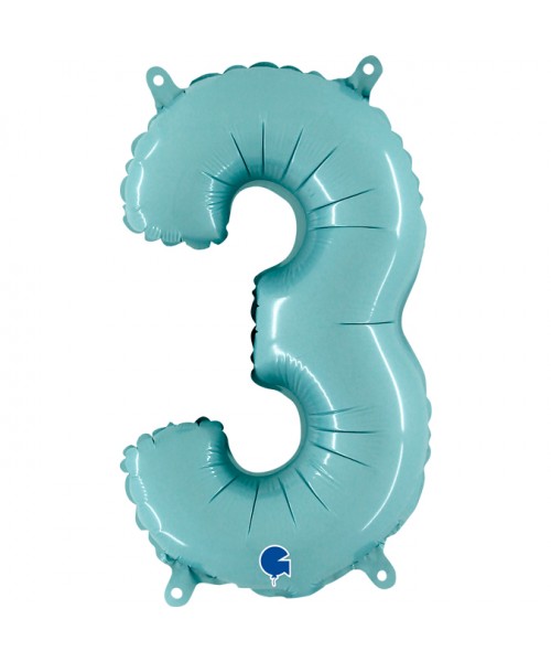 NUMERO MYLAR MEDIO CELESTE 3 CM. 35 - L'Officina delle feste