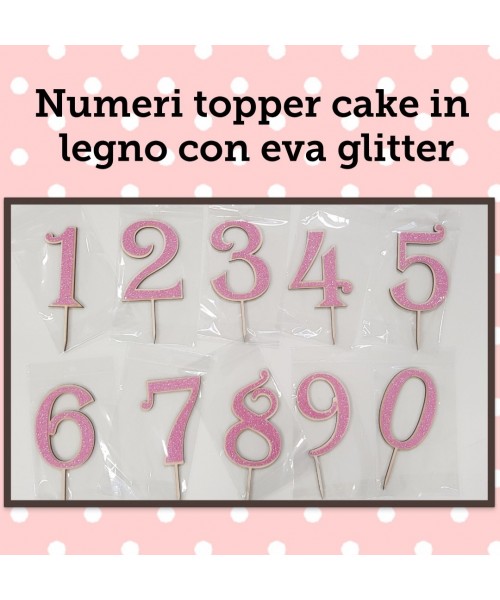 NUMERO LEGNO 3 CON EVA GLITTER FUXIA CM. H. 14CM TOPPER CAKE -