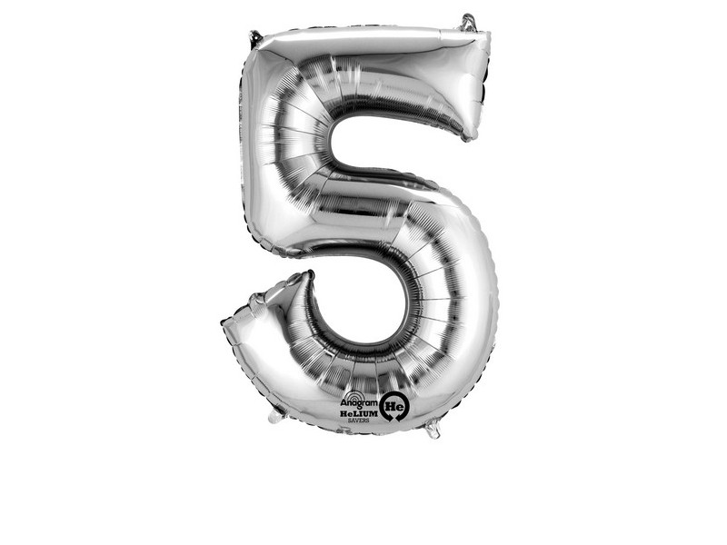 NUMERO MYLAR MEDIO SILVER 5 CM 40 1PZ - L'Officina delle feste