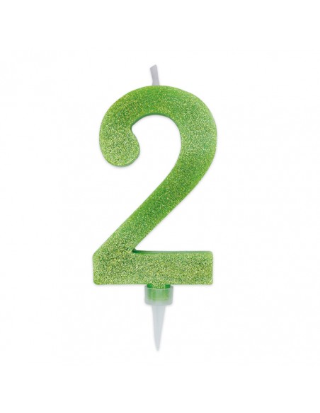 CANDELA NUMERO 2 CERA VERDE M. GLITTER 15CM - L'Officina delle CANDELA NUMERO 2 CERA VERDE M. GLITTER 15CM - L'Officina delle