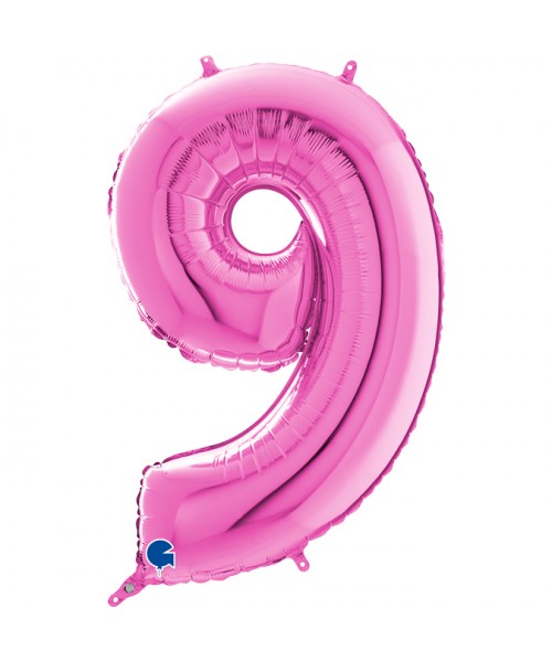 NUMERO MYLAR MEDIO FUXIA 9 35CM - L'Officina delle feste
